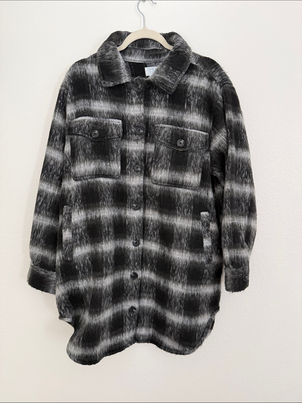 Time and Tru Black & Gray Plaid Shacket